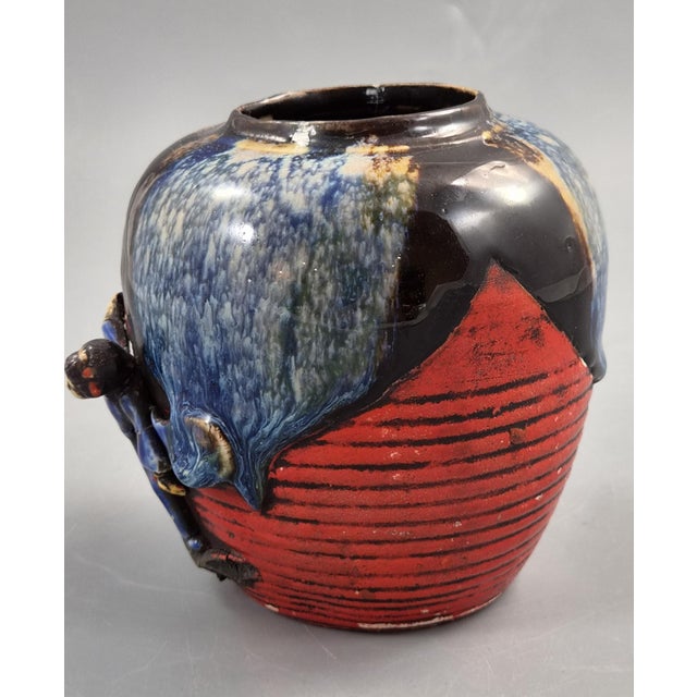A hand-thrown Japanese Sumida Gawa (Sumida-yaki) jar-form vase, dating to the Taishō–early Shōwa period, circa...