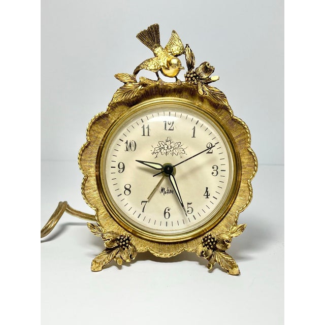 1960s Matson Ormolu Gold “Dogwood Flower & Bird” Electric Desk Clock 5.75” Works Good vintage condition. No significant...