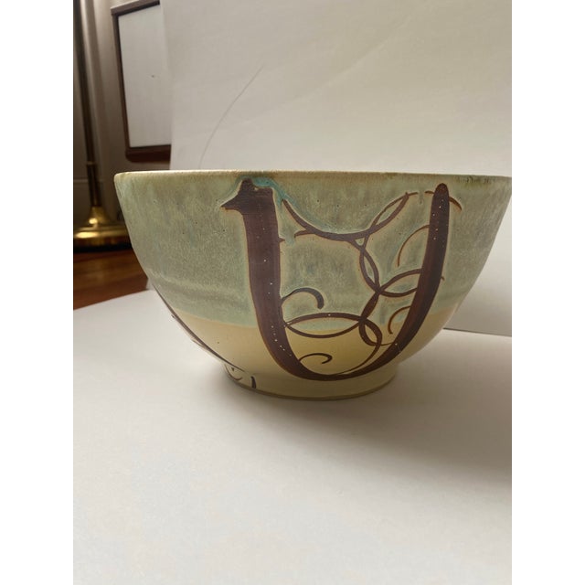 Liz Kinder Abstract Art Pottery Large Decor/Serving Bowl/Dish Summer 2002 For Sale - Image 4 of 10