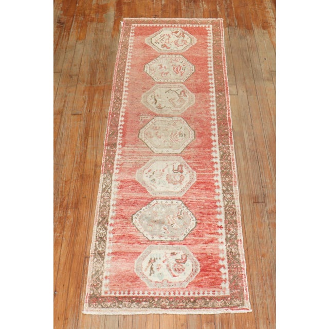 Vintage Zabihi Collection Red Turkish Oushak Narrow Runner - 2'4" x 7'6" For Sale - Image 9 of 9