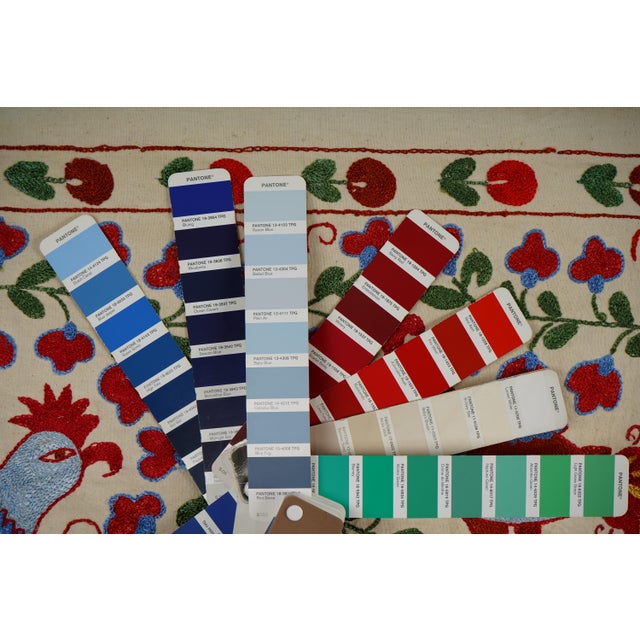 Ethnic Suzani Peacock Decor - Colorful Pictorial Cotton Tapestry 1'6'' X 3'1'' For Sale - Image 10 of 10