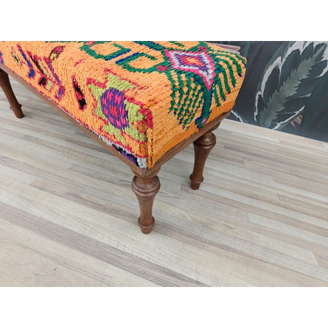 Bohemian Kilim Covered Bench For Sale In Raleigh - Image 6 of 9