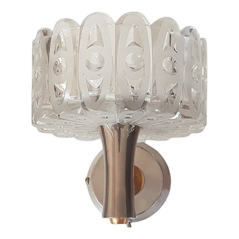 Mid-Century Modern Cut Crystal Wall Lamp, 1960s For Sale