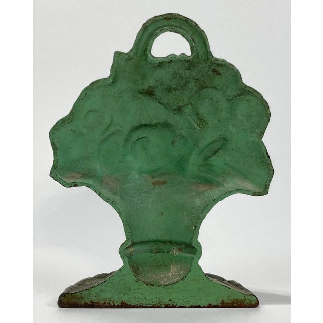 Vintage Cast Iron Flower Basket Door Stop For Sale - Image 4 of 6