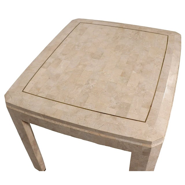Metal Tessellated Stone and Brass End Side Table by Maitland Smith C. 1984 For Sale - Image 7 of 12