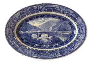 Blue and White Railroad Commemorative Plate