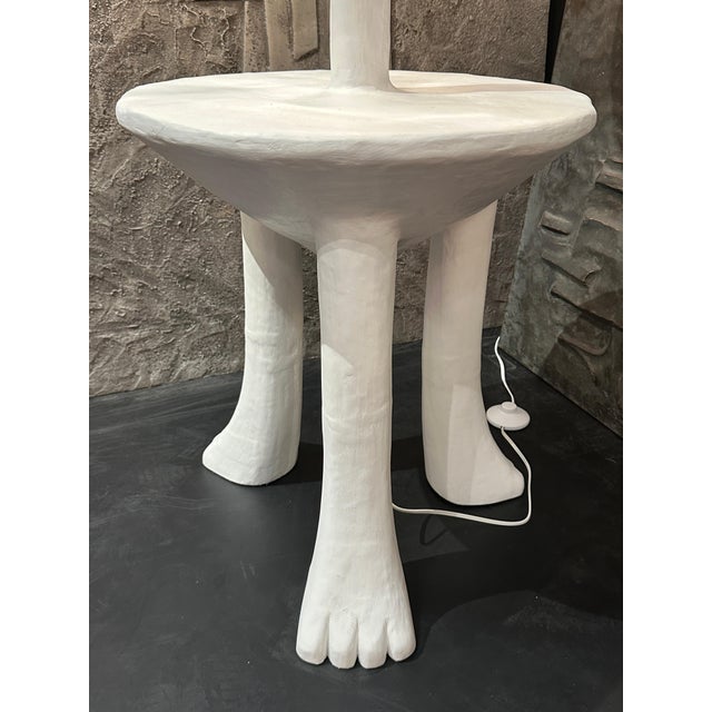 Primitive Tribal Plaster End / Side Table / Floor Lamp For Sale - Image 10 of 12