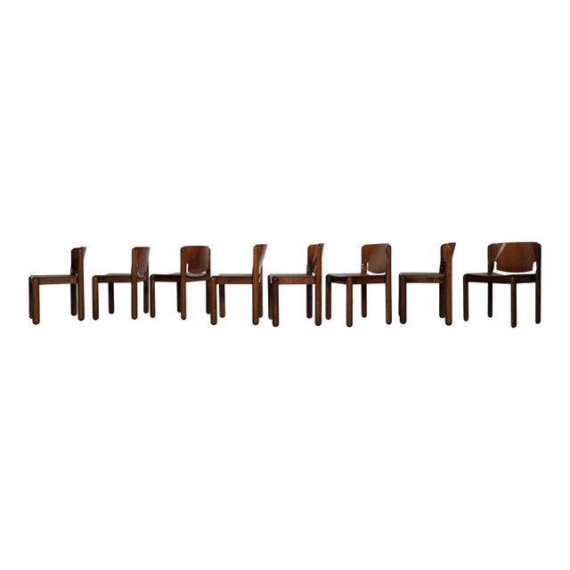Vintage Model 122 Dining Chairs in Walnut by Vico Magistretti for Cassina, 1968, Set of 8 For Sale - Image 9 of 18