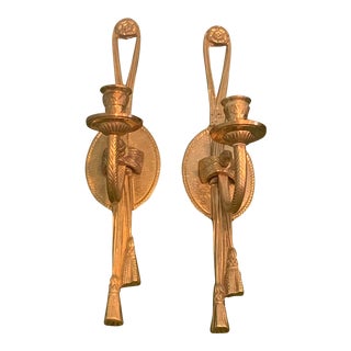 Vintage Brass Tassel Wall Sconces For Sale