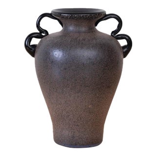 1960s Italian Black Scavo Vase For Sale