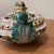 Gold Vintage Majolica Capodimonte Italy Dish & Cover 363/502 Adorable Color Palette Golden Rim and Details For Sale - Image 8 of 12