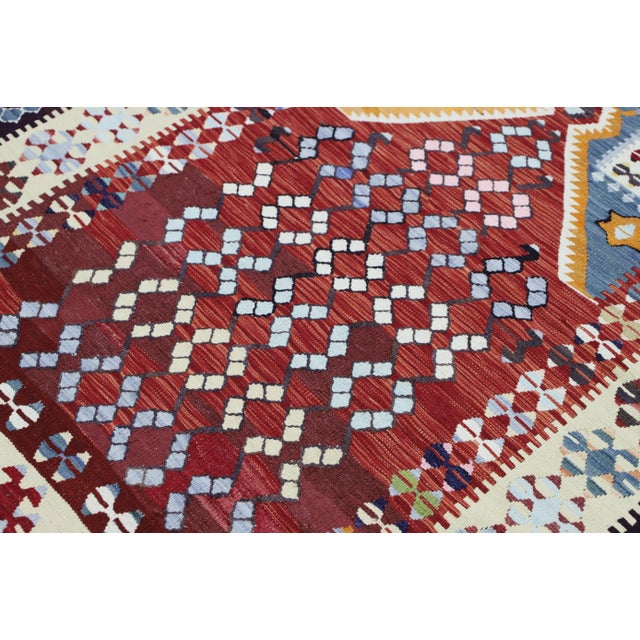 1960s Tribal Style Red Handmade Oushak Kilim Rug For Sale - Image 4 of 12