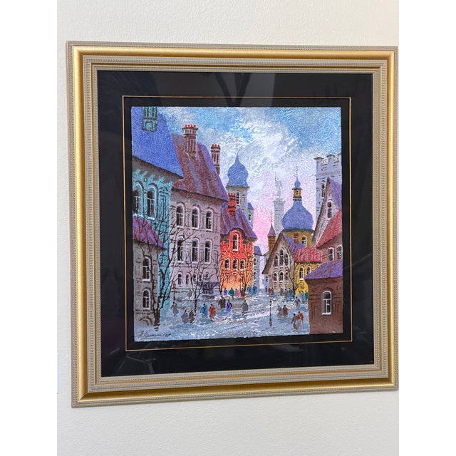 "Street of Old Warsaw" Signed by Ukrainian Anatole Krasnyansky 1994 183/350 Framed Limited Edition For Sale - Image 9 of 11