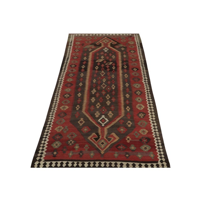 1950s Vintage Shahsavan Persian Kilim in Red and Brown Patterns by Rug & Kilim For Sale - Image 5 of 7