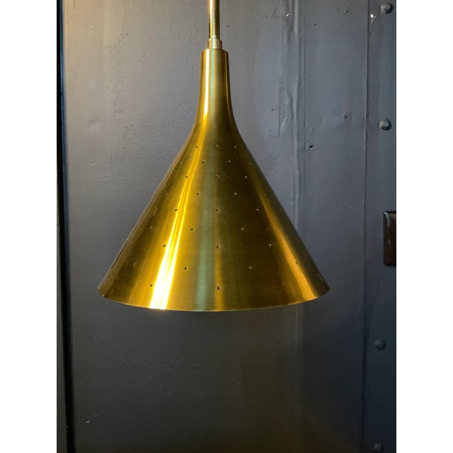 Gold Robert Abbey Contemporary Pierce Pendant Light For Sale - Image 8 of 11