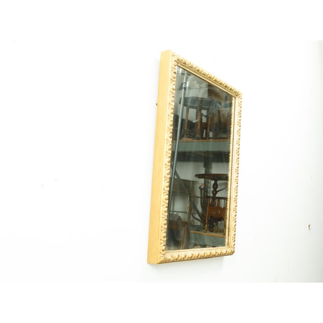 French Midcentury Rectangular Giltwood Mirror with Carved Ovoid Motifs For Sale In Atlanta - Image 6 of 6