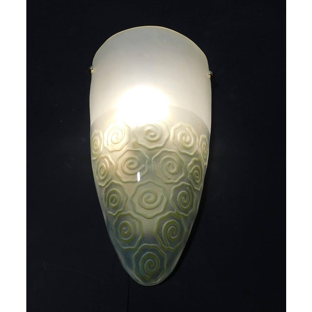 20th Century Frosted Shield Sconces, a Pair For Sale - Image 6 of 9