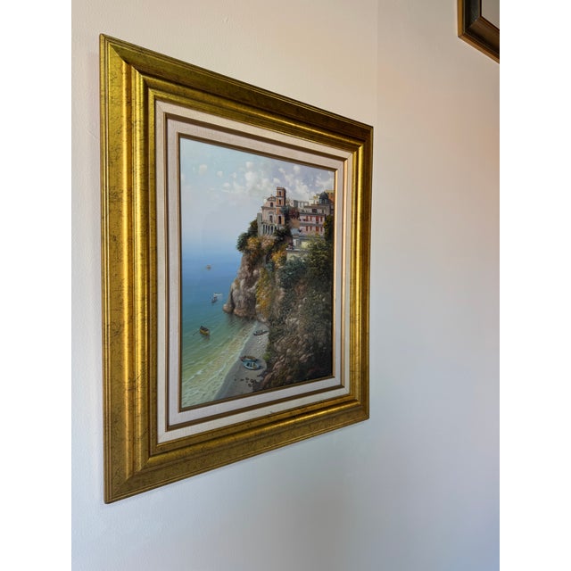Impressionist Vintage "Vico Equense" Italy Mediterranean Impressionist Oil Painting on Canvas - Framed For Sale - Image 3 of 15