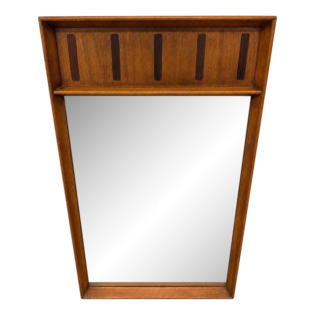 Mid-Century Modern Lane Walnut & Rosewood Mirror For Sale