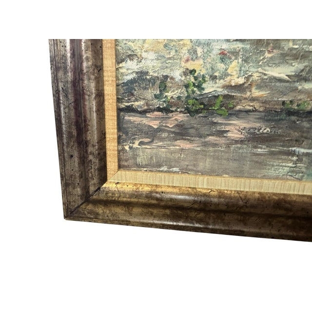 This is a framed signed, oil painting canvas reproduction by Roger Duvall, titled "Casafina" featuring a rustic stone...
