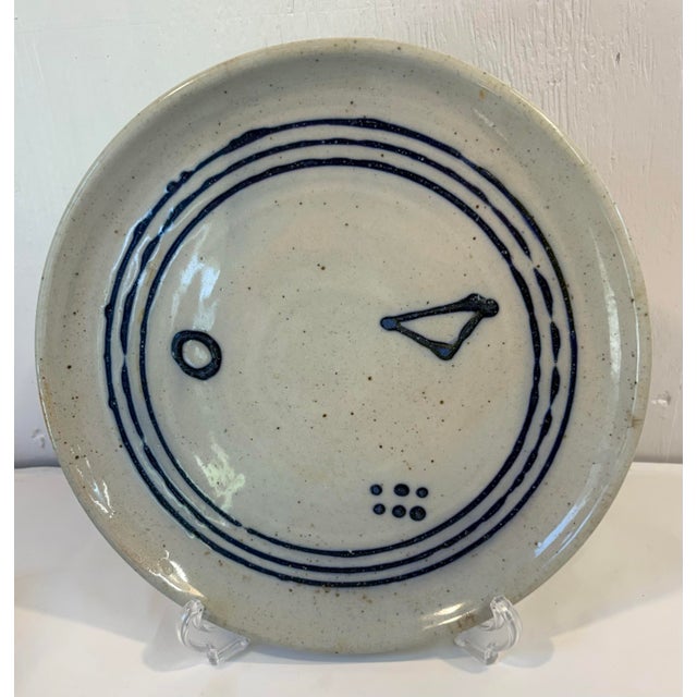 Mid-Century Modern Mid Century Hand Thrown Ceramic Plate -Signed by Artist For Sale - Image 3 of 7