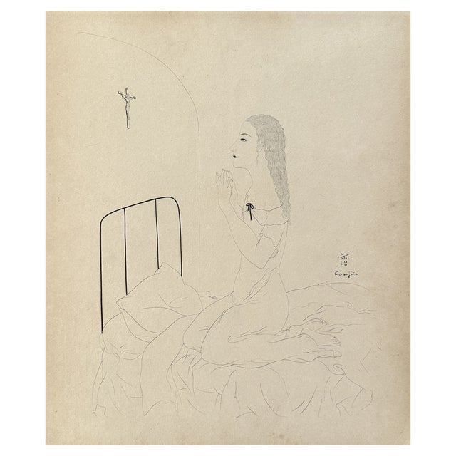 Léonard Tsuguharu Foujita, Prayer, 1920, Original Etching For Sale