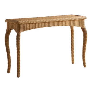 Elegant Wicker Console Table For Sale