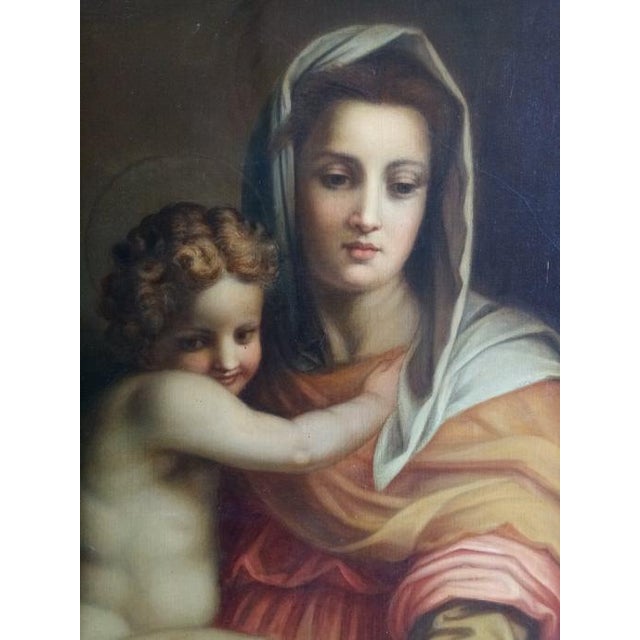 Early 20th Century Madonna Con Il Bambino, Signed Italian Oil on Canvas Masterpiece, Achille Funi (1890–1972). For Sale - Image 5 of 13