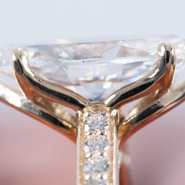 3Ct Lab-Grown Diamond Ring With Earth-Mined Diamond Accents in Solid 14k Gold, Size 6.75 For Sale - Image 10 of 11