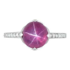 GIA Certified No Heat Star Ruby in Vintage Platinum Ring Signed Dreicer and Co., Size 7