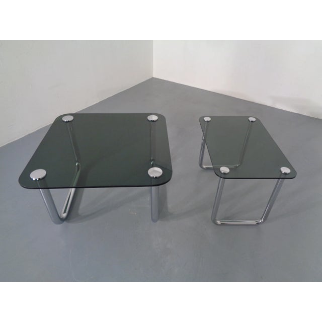 Italian Chrome & Smoked Glass Side Tables, 1970s, Set of 2 For Sale - Image 9 of 18