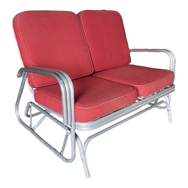 Aluminum Patio/Outdoor Sled Base Rocking Slinder Loveseat Sofa For Sale