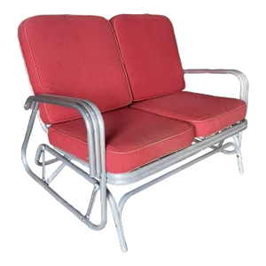 Aluminum Patio/Outdoor Sled Base Rocking Slinder Loveseat Sofa