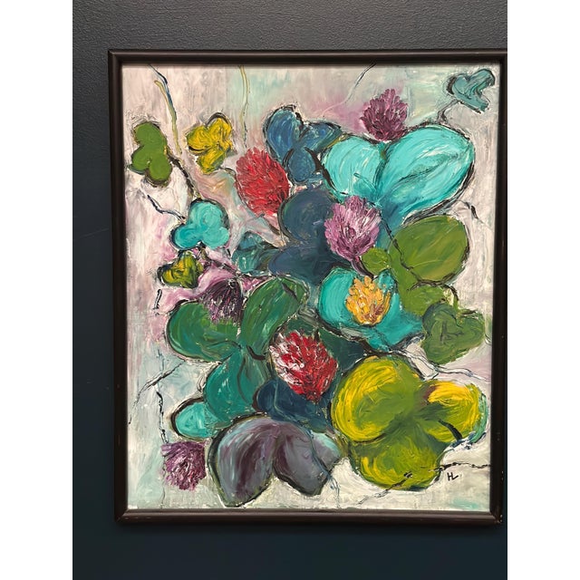 H. L., Flowers, 1950s, Oil on Canvas, Framed For Sale - Image 17 of 18