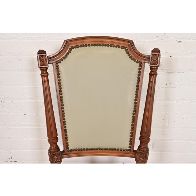 Baker Furniture Style French Regency Louis XVI Carved Walnut Side Chairs or Dining Chairs, Pair For Sale In South Bend - Image 6 of 13