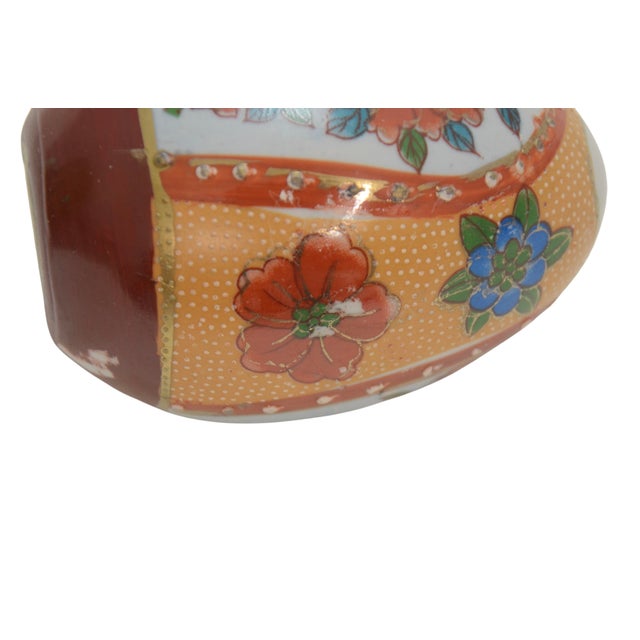 1960s Hand Painted Japanese Ceramic Egg W/ Stand For Sale - Image 5 of 6