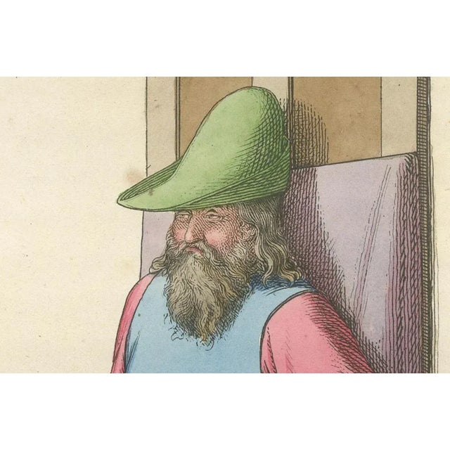Medieval Elder in Throne, 1845, Paper For Sale - Image 4 of 10
