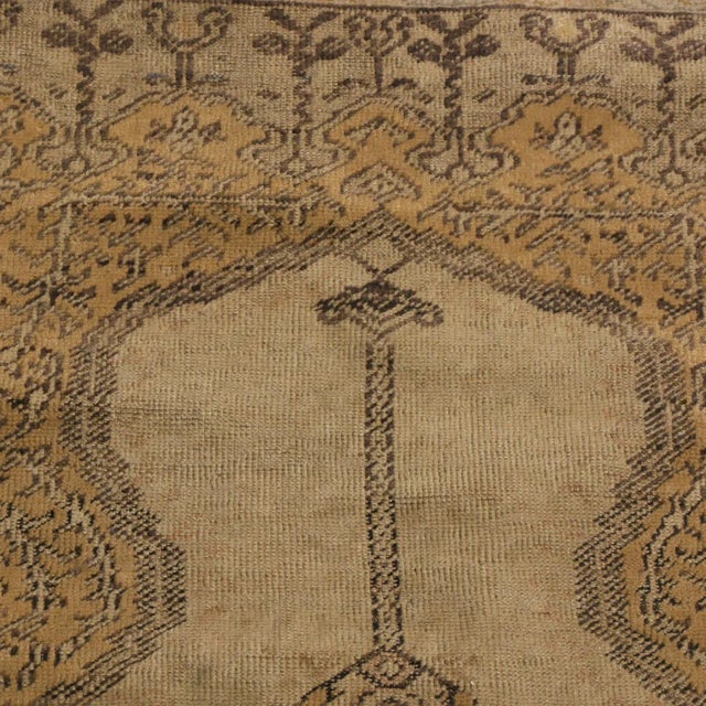 Antique Kayseri Traditional Tan Beige Wool Rug 4′2″ × 5′9″ For Sale - Image 4 of 7
