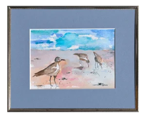 Maryann Stow Florida Seabirds Watercolor Landscape circa 1980