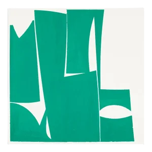 Contemporary Abstract Gouache on Handmade Khadi Paper Painting "Covers 24-Green A" by Joanne Freeman
