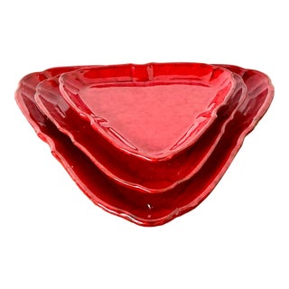 Vintage 1960s Italian Glazed Ceramic Tray Trio For Sale