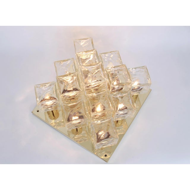 Large Austrian Murano Ice Glass Flushmount by Kalmar, 1960s For Sale - Image 8 of 10