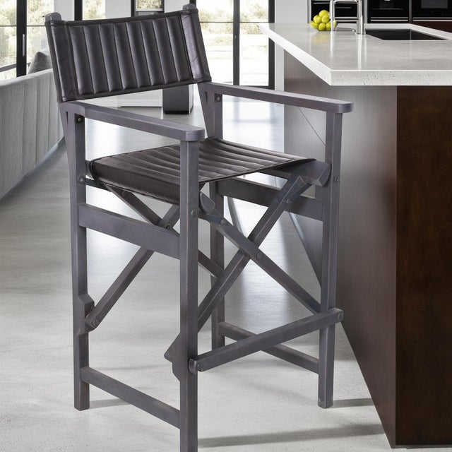 Contemporary Leather Bar Stool For Sale - Image 3 of 11