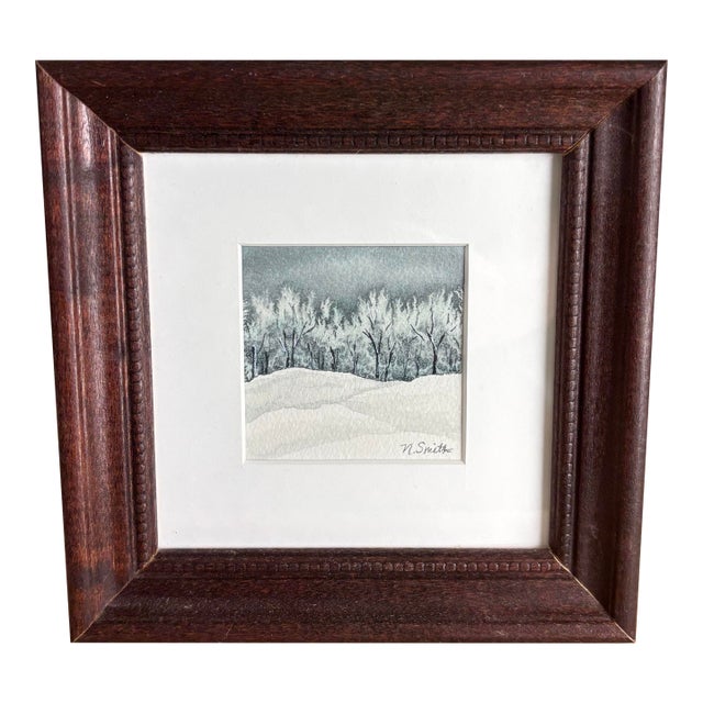Frozen Silence - Miniature Original Watercolor Signed and Framed For Sale