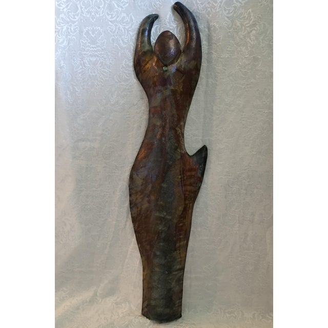 Abstract Expressionism 1980s Dalia Riesel Modernist Stylized Female Figurine Patinated Bronze Wall Sculpture - Ed. VI For Sale - Image 3 of 18