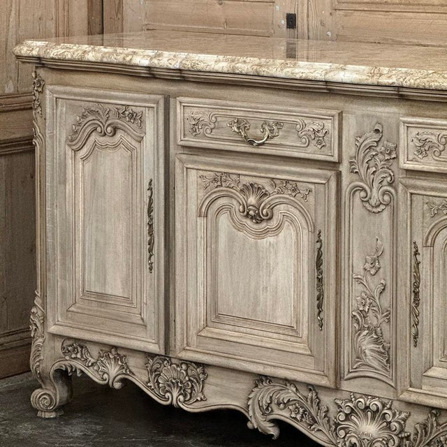 Antique Country French Stripped Walnut Buffet With Thick Siena Marble Top For Sale - Image 13 of 18