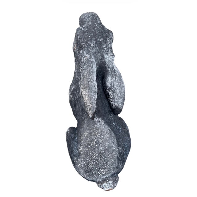 Traditional Vintage Cast Iron Moon-Gazing Hare Garden Statue For Sale - Image 3 of 7