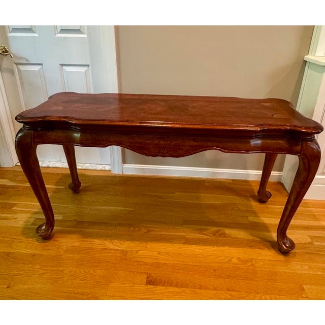 Coffee 1990s Traditional French Provincial Style Inlaid Burl Wood Coffee & Sofa Table Set - 2 Pieces For Sale - Image 8 of 11