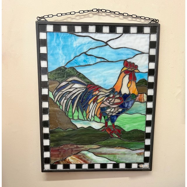 Meyda Tiffany Stained Glass Hanging Rooster Window Panel For Sale - Image 9 of 9