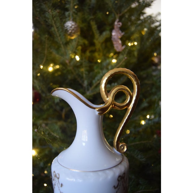 Traditional Early 20th Century Ak Kaiser West Germany Porcelain Ewer With Gilt Scroll Handle For Sale - Image 3 of 4